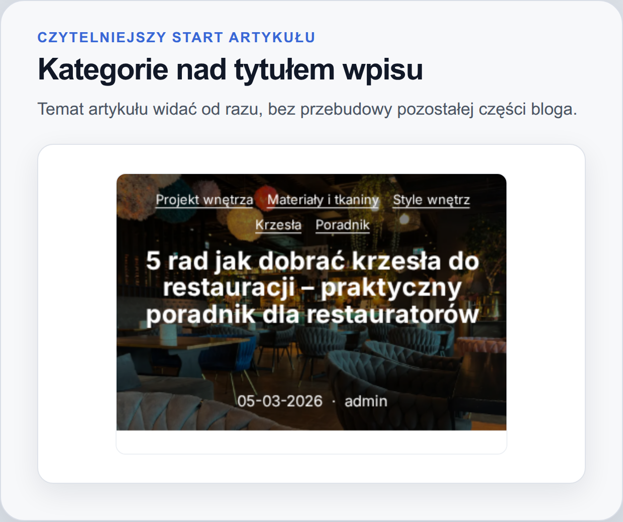 Kategorie nad tytułem artykułu