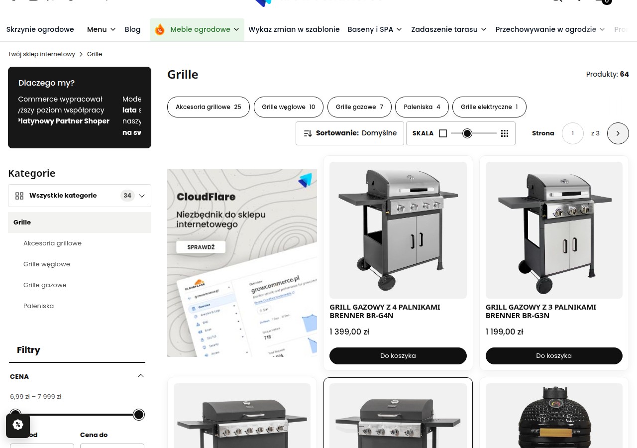 Odnowiona lista produktów: filtry, kategorie, sortowanie i wybór układu na komputerze