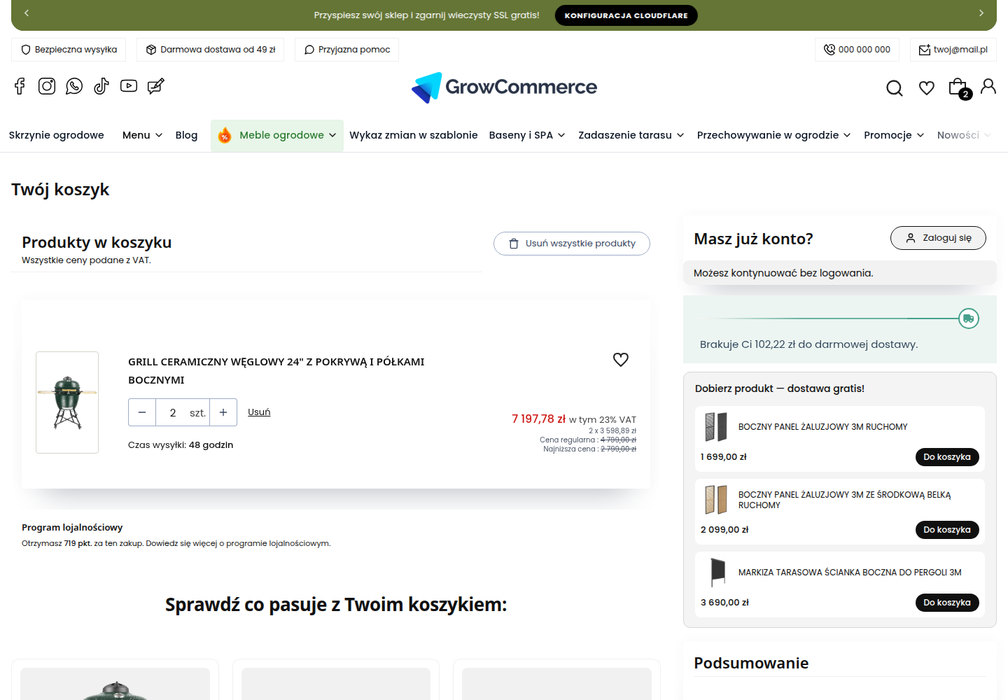 Produkty domykające próg darmowej dostawy z własnym nagłówkiem nad listą
